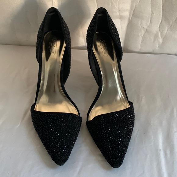 Coach Black Stones Embellished Pointy Toe D’orsay Party Pumps 11 - Picture 1 of 7
